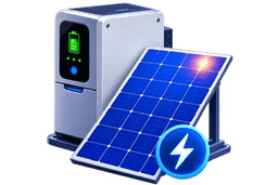 Solar panel with inverter and battery